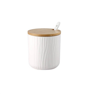 Round Ceramic  with Bamboo Lid for Serving Tea Coffee Spice